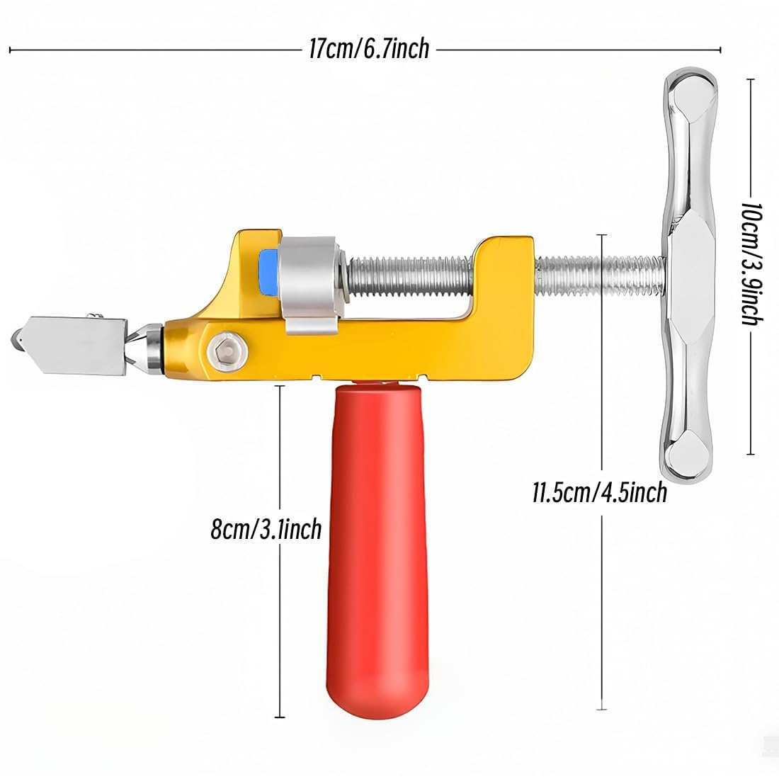 2 in 1 Glass and Tile Cutting Tool with Tungsten Steel Blades and Breaking Pliers – Manual Hand Cutter for Glass, Mirrors, Ceramic and Glazed Tiles