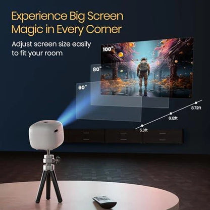 Pico 14 Rechargeables DLP Mini Projector| 720p Full HD | 1600 Lumens | Upto 100" Display | Auto Keystone & Focus | Wi-Fi/Bluetooth