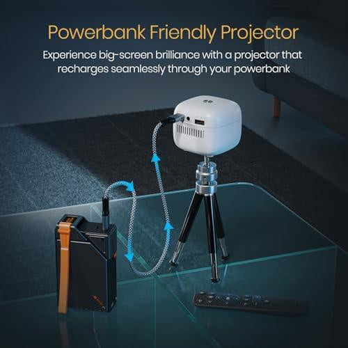 Picco 15 Rechargeables DLP Mini Projector| 720p Full HD | 1600 Lumens | Upto 100" Display | Auto Keystone & Focus | Wi-Fi/Bluetooth