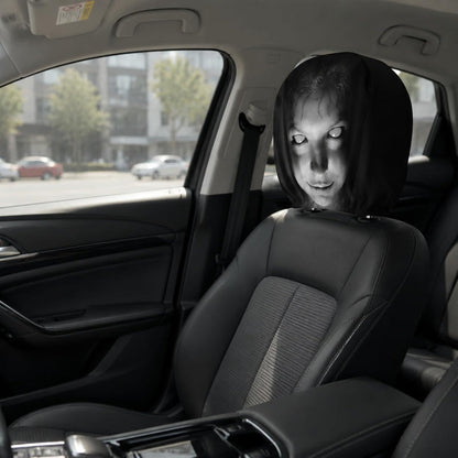 (PACK OF 4) Ghost Face Snug-Fit Car Headrest Covers