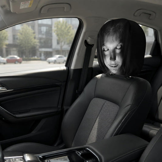 (PACK OF 4) Ghost Face Snug-Fit Car Headrest Covers