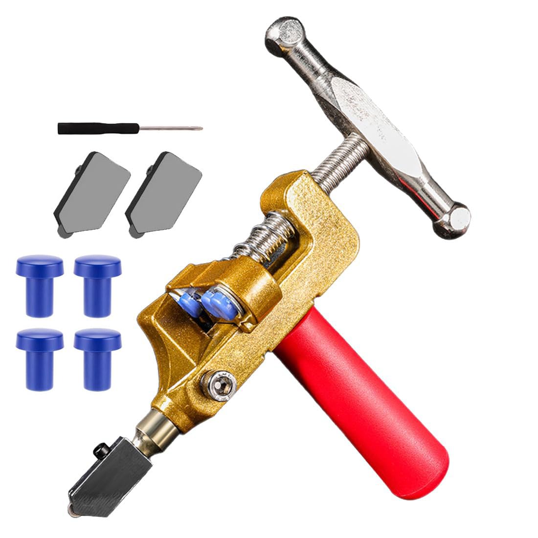 2 in 1 Glass and Tile Cutting Tool with Tungsten Steel Blades and Breaking Pliers – Manual Hand Cutter for Glass, Mirrors, Ceramic and Glazed Tiles