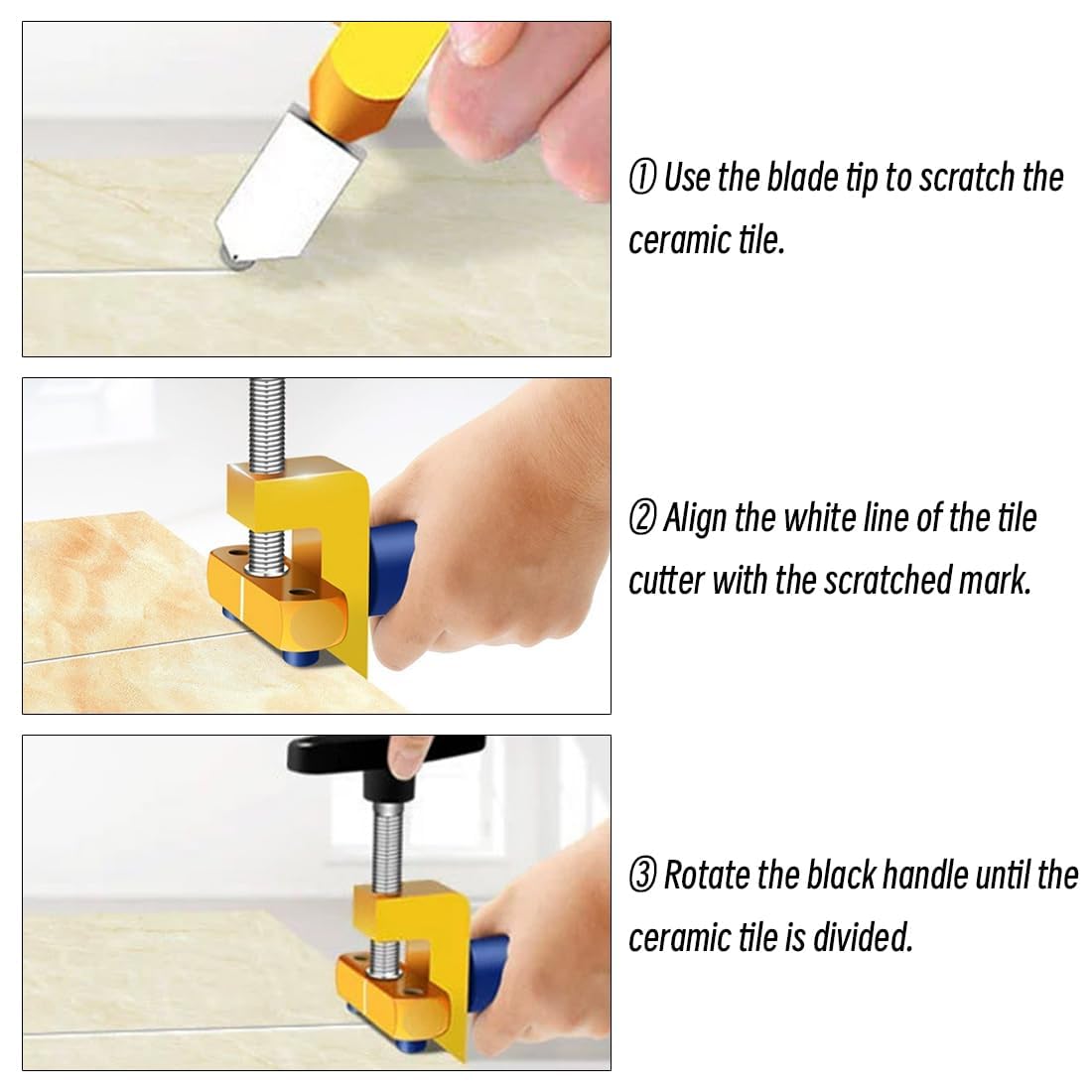 2 in 1 Glass and Tile Cutting Tool with Tungsten Steel Blades and Breaking Pliers – Manual Hand Cutter for Glass, Mirrors, Ceramic and Glazed Tiles