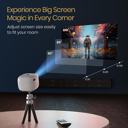 Picco 15 Rechargeables DLP Mini Projector| 720p Full HD | 1600 Lumens | Upto 100" Display | Auto Keystone & Focus | Wi-Fi/Bluetooth