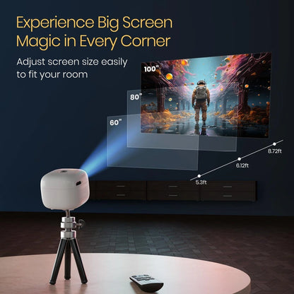 Pico 14 Rechargeables DLP Mini Projector| 720p Full HD | 1600 Lumens | Upto 100" Display | Auto Keystone & Focus | Wi-Fi/Bluetooth
