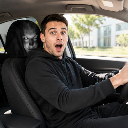 (PACK OF 4) Ghost Face Snug-Fit Car Headrest Covers
