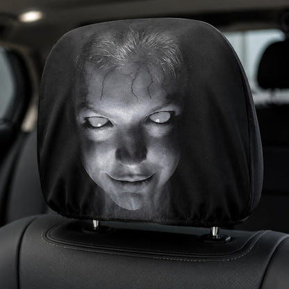 (PACK OF 4) Ghost Face Snug-Fit Car Headrest Covers