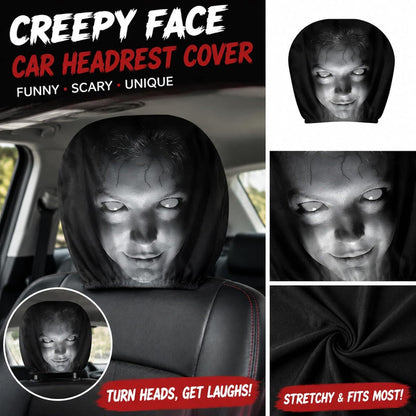 (PACK OF 4) Ghost Face Snug-Fit Car Headrest Covers