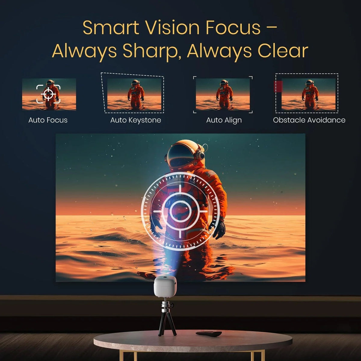 Pico 14 Rechargeables DLP Mini Projector| 720p Full HD | 1600 Lumens | Upto 100" Display | Auto Keystone & Focus | Wi-Fi/Bluetooth