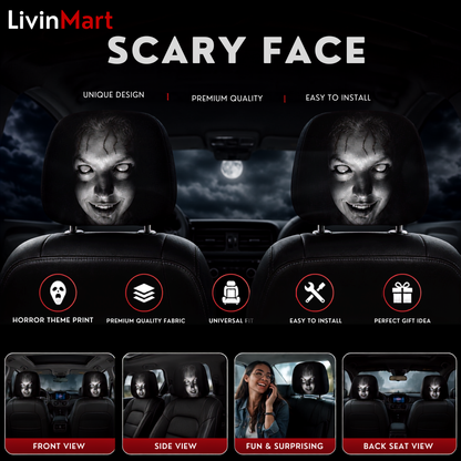Ghost Face Snug-Fit Car Headrest Covers