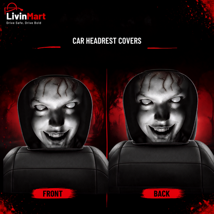 Ghost Face Snug-Fit Car Headrest Covers