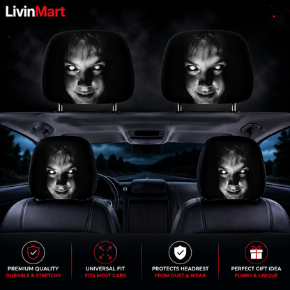 Ghost Face Snug-Fit Car Headrest Covers